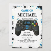 Video Game Level up Gamer Birthday Einladung (Vorderseite)