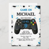 Video Game Level up Gamer Birthday Einladung (Vorne/Hinten)