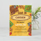 Video Game Level Up Gamer - Einladung zum Geburtst (Stehend Vorderseite)