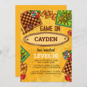 Video Game Level Up Gamer - Einladung zum Geburtst (Vorne/Hinten)