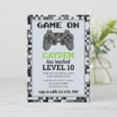 Video Game Level Up Gamer - Einladung zum Geburtst (Stehend Vorderseite)