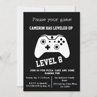Video Game Level Up Gamer - Einladung zum Geburtst