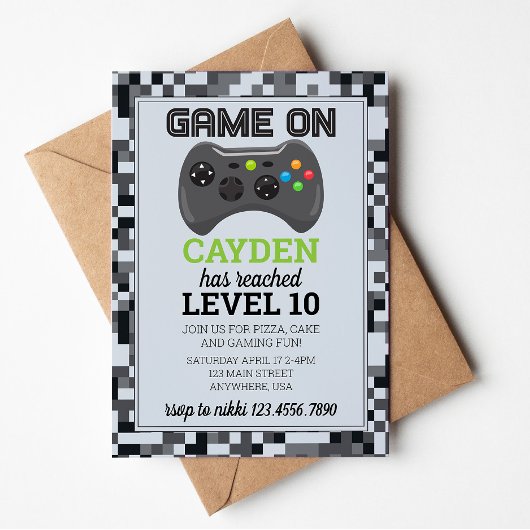 Video Game Level Up Gamer - Einladung zum Geburtst