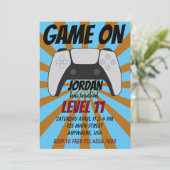 Video Game Level Up Gamer - Einladung zum Geburtst (Stehend Vorderseite)