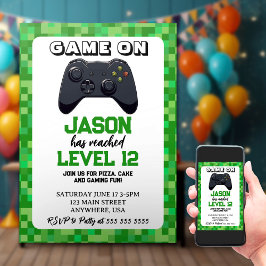 Video Game Level Up Gamer Geburtstag Einladung