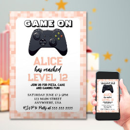 Video Game Level up Gamer Girl Geburtstag Einladung