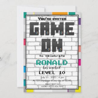 Video Game Level Up Geburtstag Einladung