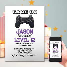 Video Game Level Up Minimalistisch Geburtstag Einladung