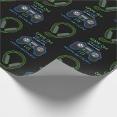 Video Game Neon Blue & Green Birthday Age Name Geschenkpapier (Ecke)