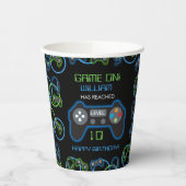 Video Game Neon Blue & Green Birthday Party Pappbecher (Links)