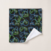 Video Game Neon Blue & Green Muster Badhandtuch Set (Waschlappen)