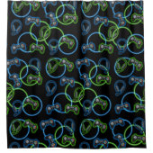 Video Game Neon Blue & Green Muster Duschvorhang (Vorderseite)