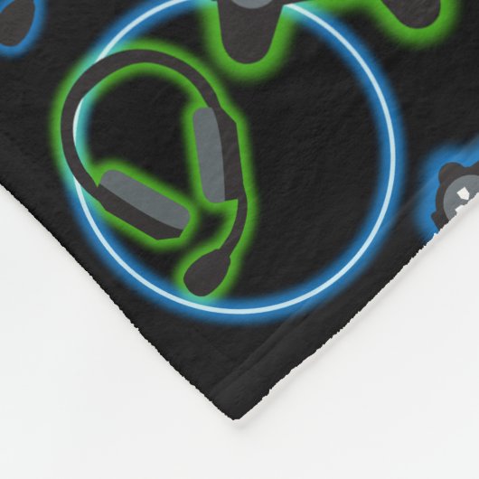 Video Game Neon Blue & Green Muster Fleecedecke (Ecke)