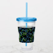 Video Game Neon Blue & Green Muster Monogram Acryltrinkbecher (Rechts)