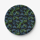 Video Game Neon Blue & Green Muster Pappteller (Vorderseite)