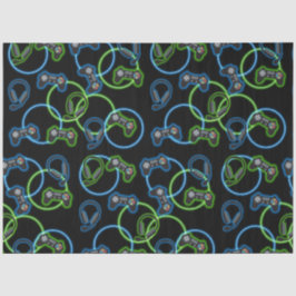 Video Game Neon Blue & Green Muster Seidenpapier