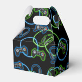 Video Game Neon Blue & Green Pattern  Geschenkschachtel (Rückseite)