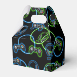 Video Game Neon Blue & Green Pattern  Geschenkschachtel