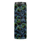 Video Game Neon Blue & Green Pattern Monogram Thermosbecher (Rückseite)