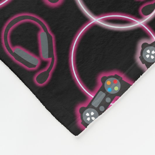 Video Game Neon Pink Girls Muster Fleecedecke (Ecke)