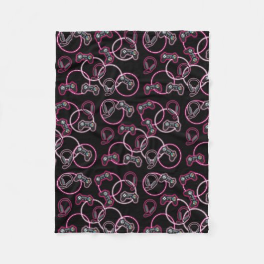 Video Game Neon Pink Girls Muster Fleecedecke (Vorderseite)