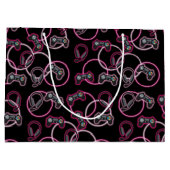 Video Game Neon Pink Girls Muster Große Geschenktüte (Rückseite)