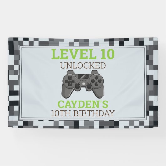 Video Game On Birthday Party Banner (Horizontal)