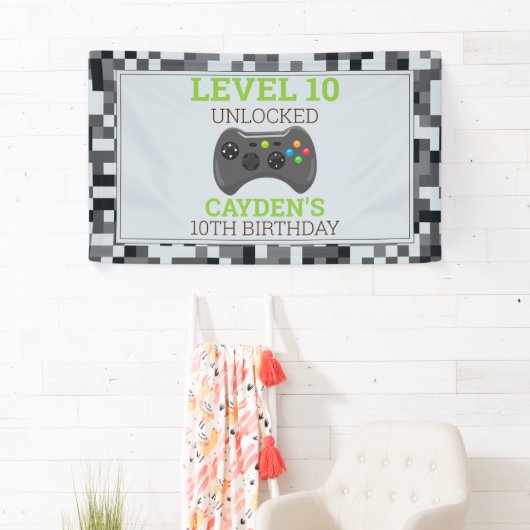 Video Game On Birthday Party Banner (Insitu)