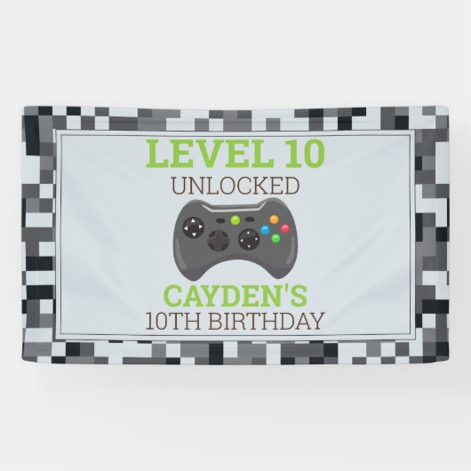 Video Game On Birthday Party Banner (Horizontal)