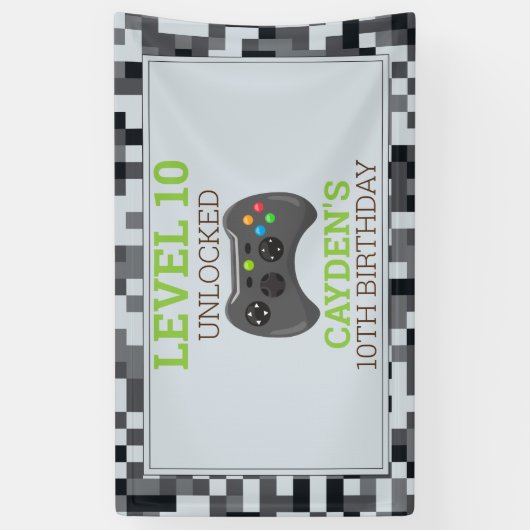 Video Game On Birthday Party Banner (Vertikal)