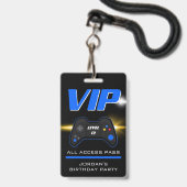 Video Game Party Blue Controller Günstig Abzeichen Ausweis (Vorderseite mit Schlüsselband)