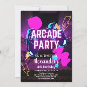 Video Game Party Controller Neon Gaming Geburtstag Einladung (Vorderseite)