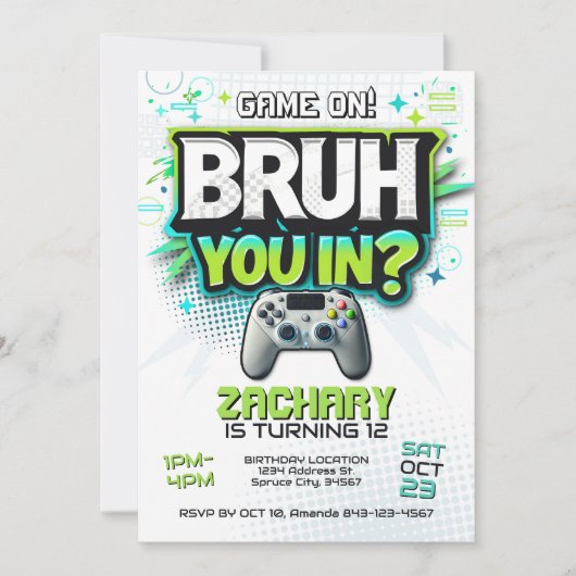 Video Game Party Gamer laden ein Einladung (Vorderseite)