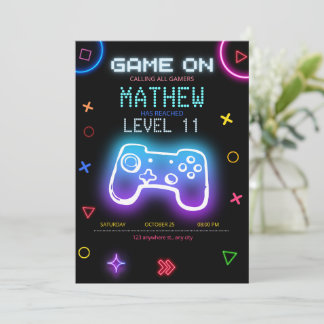 Video Game Party Gaming Geburtstag Gamer Geburtsta Einladung