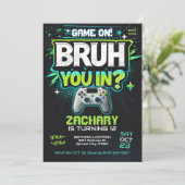Video Game Party laden Bruh ein Einladung (Stehend Vorderseite)