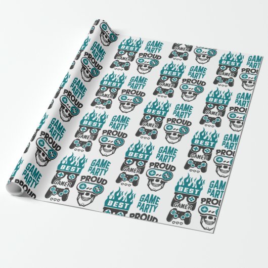 Video Game Party Level Up Gamer Wrapping Paper Geschenkpapier (Ungerollt)