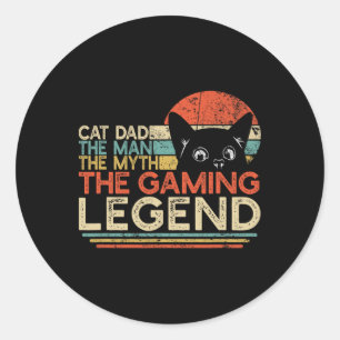 Video Game Player Cat Vater Man Myth Gaming Legend Runder Aufkleber