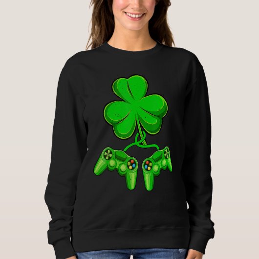 Video Game Shamrock Game Controller Happy St Patri Sweatshirt (Vorderseite)