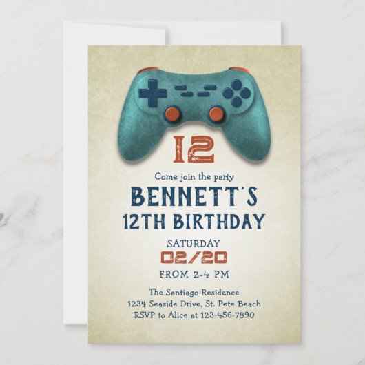 Video Game Simple Retro Geburtstag Einladung (Vorderseite)