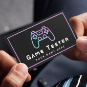 Video Game Tester Developer Gamer Modern Pink Neon Visitenkarte