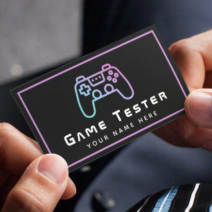 Video Game Tester Developer Gamer Modern Pink Neon Visitenkarte