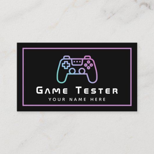 Video Game Tester Developer Gamer Modern Pink Neon Visitenkarte (Vorderseite)