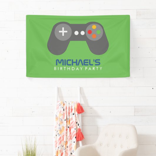 Video-Game Themed Kindergeburtstag Party Banner (Insitu)