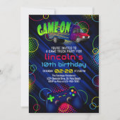 Video Game Truck Birthday Einladung (Vorderseite)