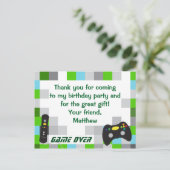 Video Game Truck Geburtstagsparty Danke Postkarte (Stehend Vorderseite)