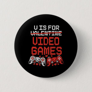 Video Game Valentinstag Shirt für Jungs Kinder Tee Button