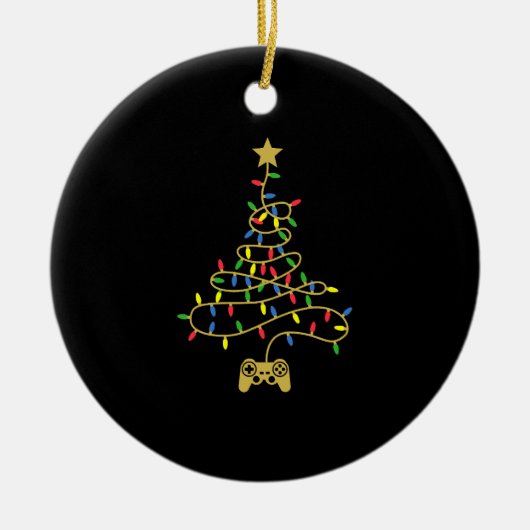 Video Game Weihnachtsbaum Lichter Xmas Gaming Keramik Ornament (Vorne)