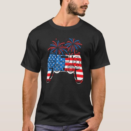 Video-Gamecontroller der amerikanischen Fahne 4. J T-Shirt (Vorderseite)