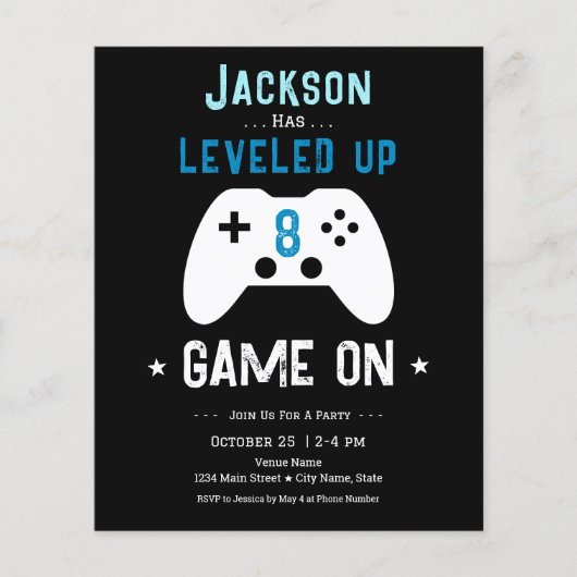 Video-Gamemaster-Blatt für Stufe Up 8 zum Geburtst (Vorderseite)