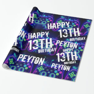 Video Gamer Arcade Gaming Level Up Geburtstag Geschenkpapier